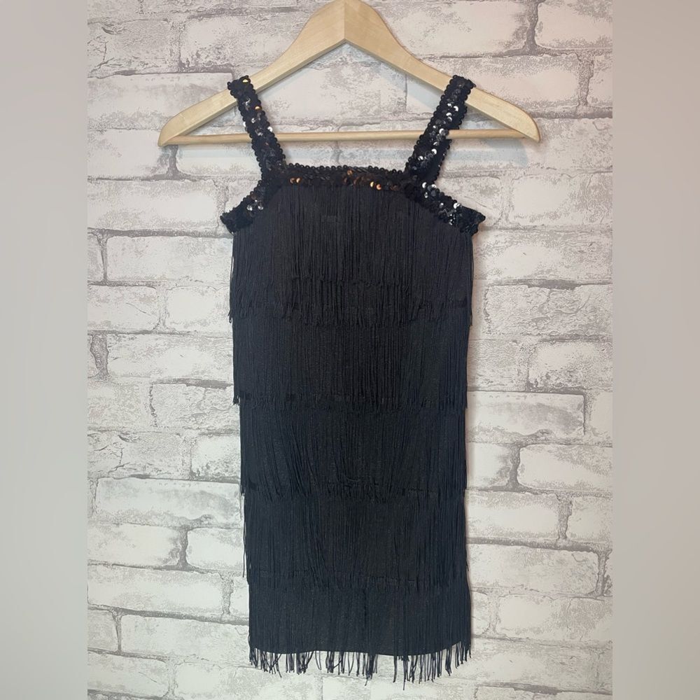 Girls (size 7-8y) Flapper Dress Black Sequin Halloween Costume 20’s era - Picture 4 of 5